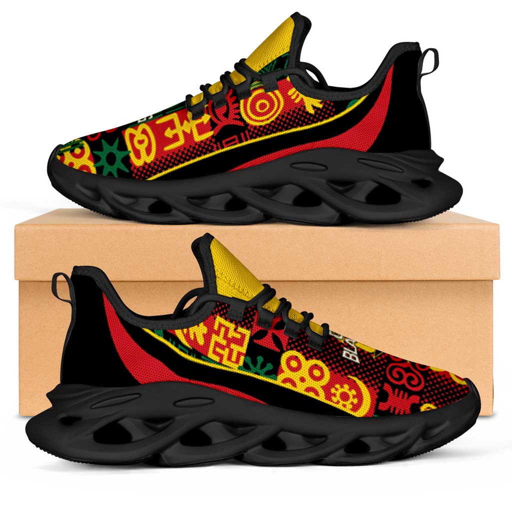 Ghana 2026 Football Clunky Sneakers Go Black Stars Adinkra Curve Stylized - African Pride