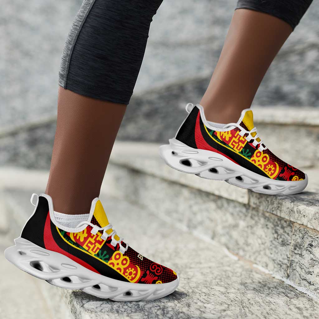 Ghana 2026 Football Clunky Sneakers Go Black Stars Adinkra Curve Stylized - African Pride