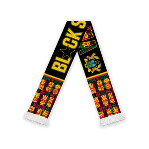 Ghana 2026 Football Soccer Scarf Go Black Stars Adinkra Pattern