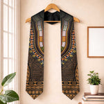 Gold Dashiki and Tapa Pattern Graduation Stole Africa-Polynesia Together Culture