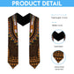 Gold Dashiki and Tapa Pattern Graduation Stole Africa-Polynesia Together Culture