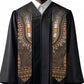 Gold Dashiki and Tapa Pattern Graduation Stole Africa-Polynesia Together Culture