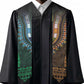 Green-gold Dashiki and Tapa Pattern Graduation Stole Africa-Polynesia Together Culture