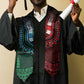Green-red Dashiki and Tapa Pattern Graduation Stole Africa-Polynesia Together Culture