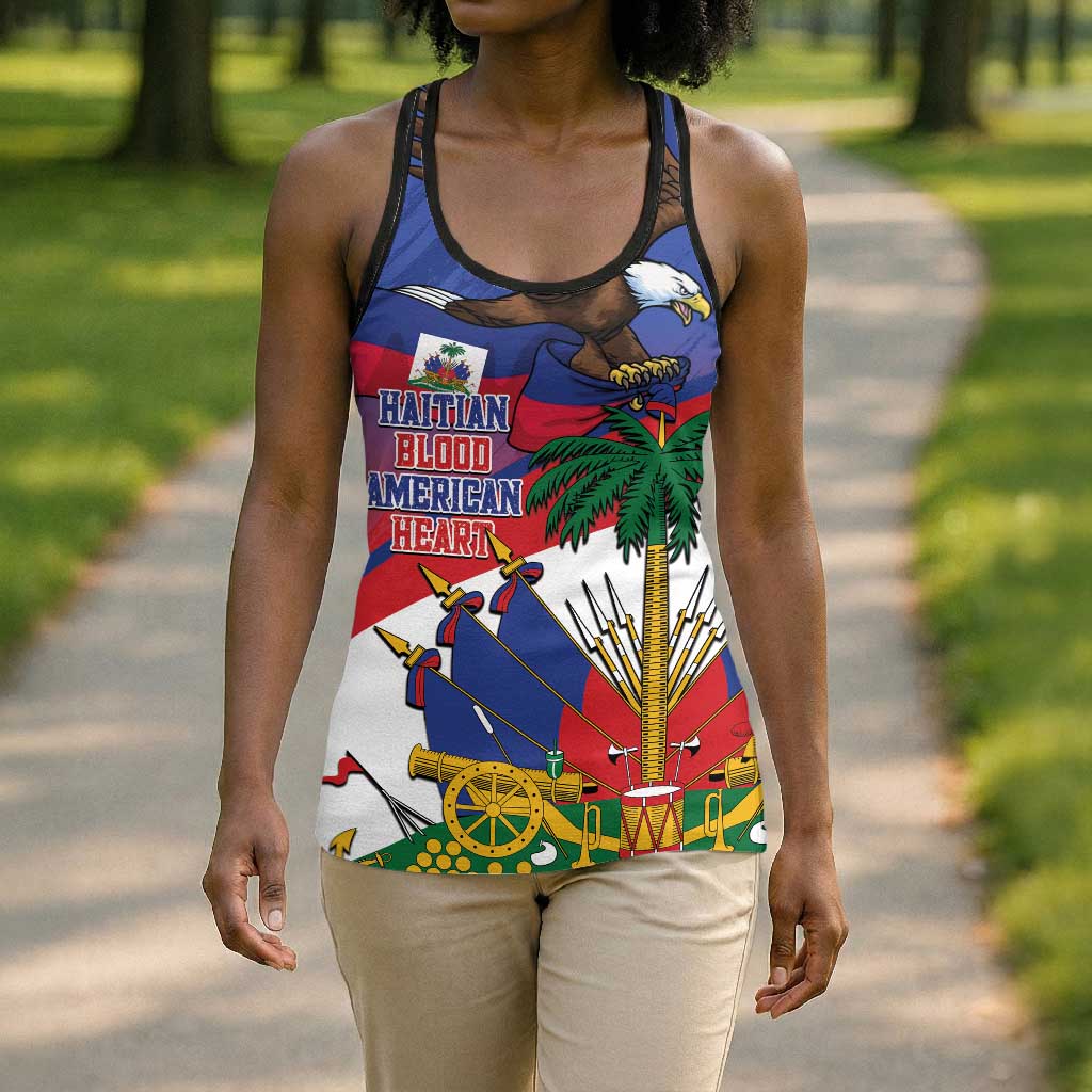 Haiti Flag Day Hollow Tank Top Haitian Blood American Heart Eagle With Flag