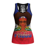 Haiti Flag Day Hollow Tank Top Haitian Women Proud Flag Wave Style