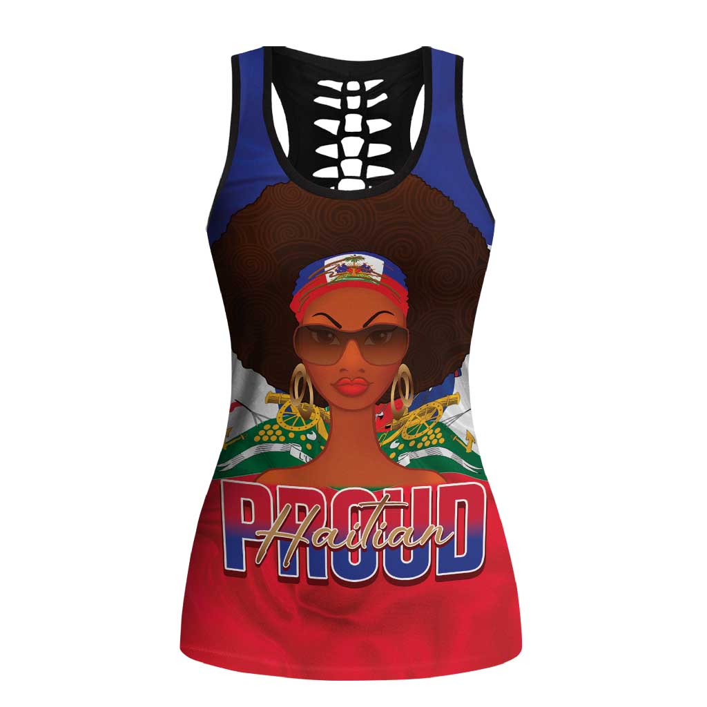 Haiti Flag Day Hollow Tank Top Haitian Women Proud Flag Wave Style