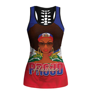 Haiti Flag Day Hollow Tank Top Haitian Women Proud Flag Wave Style