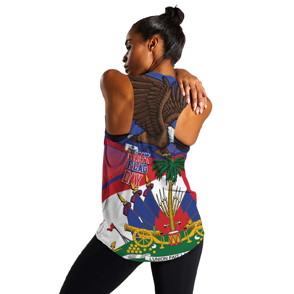 Haiti Flag Day Women Racerback Tank Haitian Blood American Heart Eagle With Flag