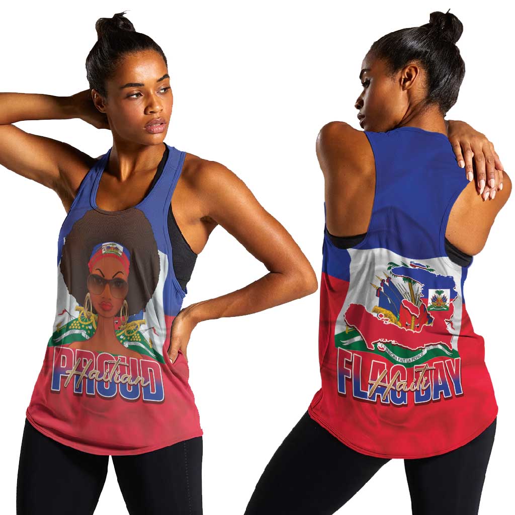 Haiti Flag Day Women Racerback Tank Haitian Women Proud Flag Wave Style