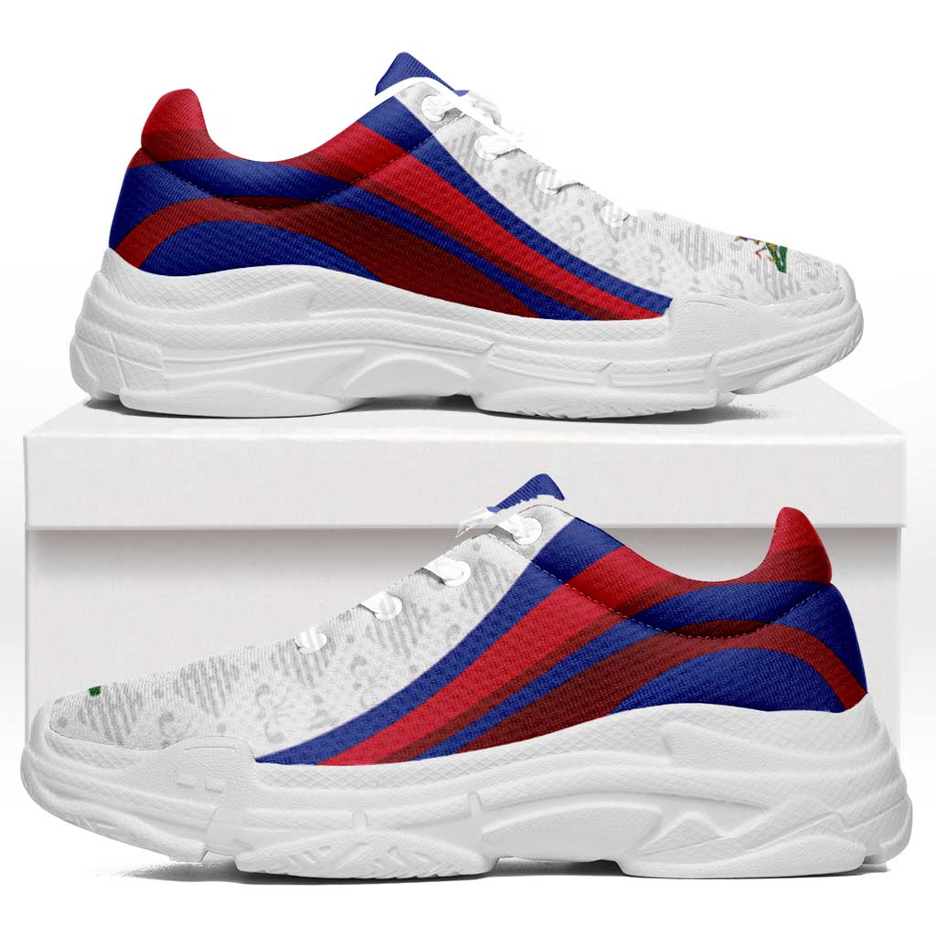 Haiti Football Chunky Sneakers Flag-Inspired Curve Style