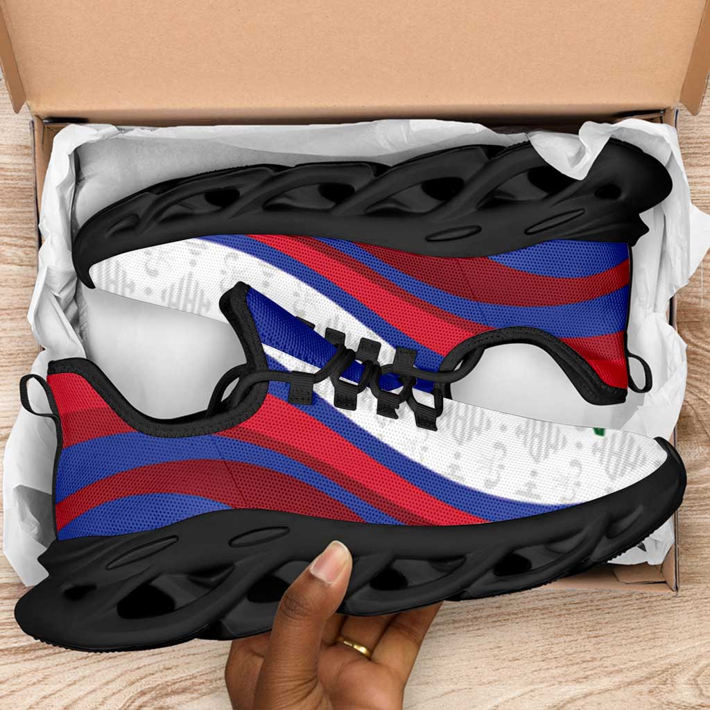 Haiti Football Clunky Sneakers Flag-Inspired Curve Style