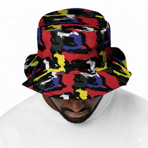 Haiti Map Camouflage Colorful Bucket Hat - African Pride