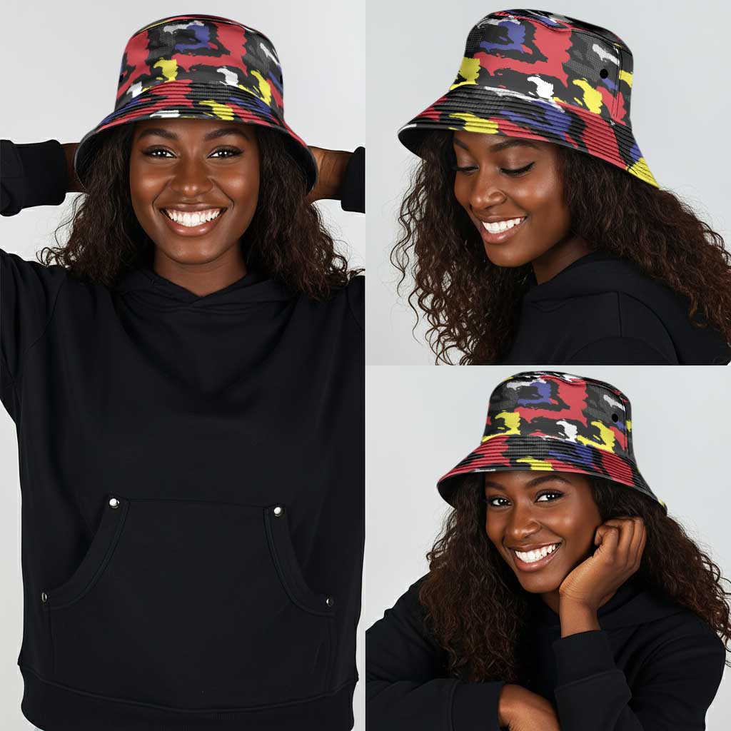 Haiti Map Camouflage Colorful Bucket Hat - African Pride