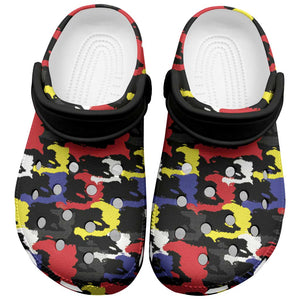Haiti Map Camouflage Colorful Clogs Shoes - African Pride