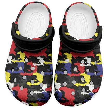 Haiti Map Camouflage Colorful Clogs Shoes - African Pride
