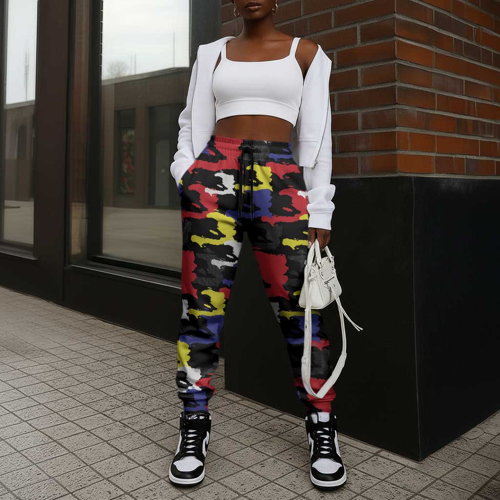 Haiti Map Camouflage Colorful Jogger Pants - African Pride