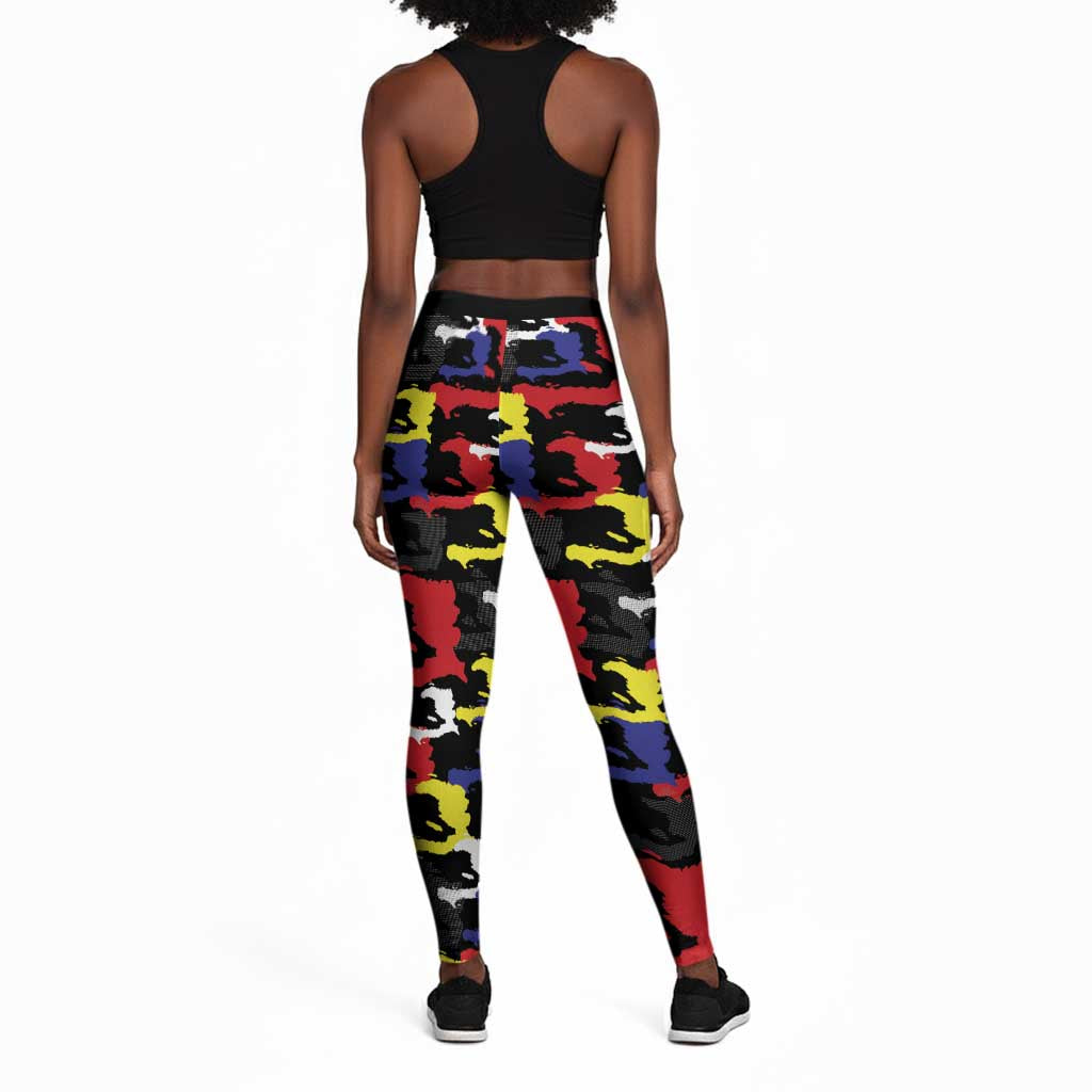Haiti Map Camouflage Colorful Leggings - African Pride