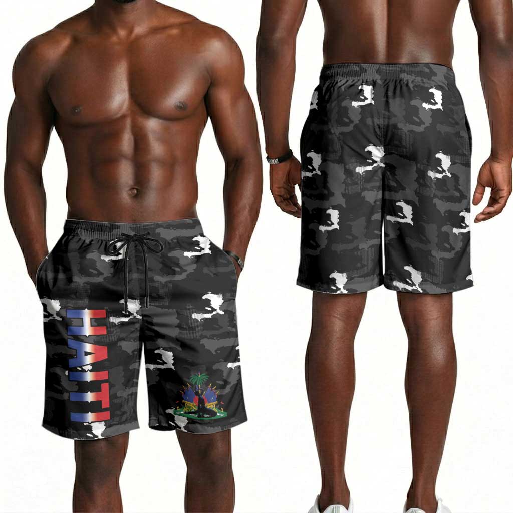 Haiti Map Camouflage Shorts for Men Unique Style - African Pride