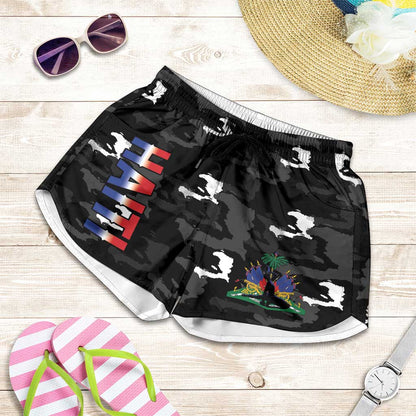 Haiti Map Camouflage Shorts for Women Unique Style - African Pride