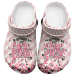 In October We Wear Pink Clogs Shoes Pink Pretty Bow Pastel Gingham - African Pride