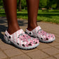 In October We Wear Pink Clogs Shoes Pink Pretty Bow Pastel Gingham - African Pride