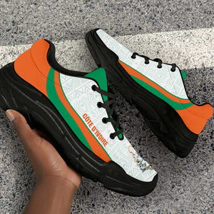 Ivory Coast 2026 Football Chunky Sneakers Les Elephants African Pattern Curve Stylized - African Pride