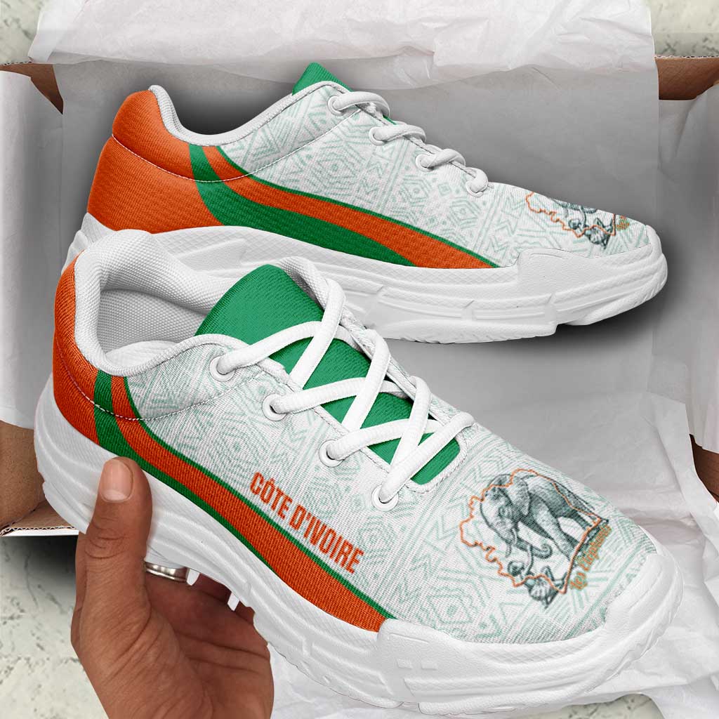 Ivory Coast 2026 Football Chunky Sneakers Les Elephants African Pattern Curve Stylized - African Pride