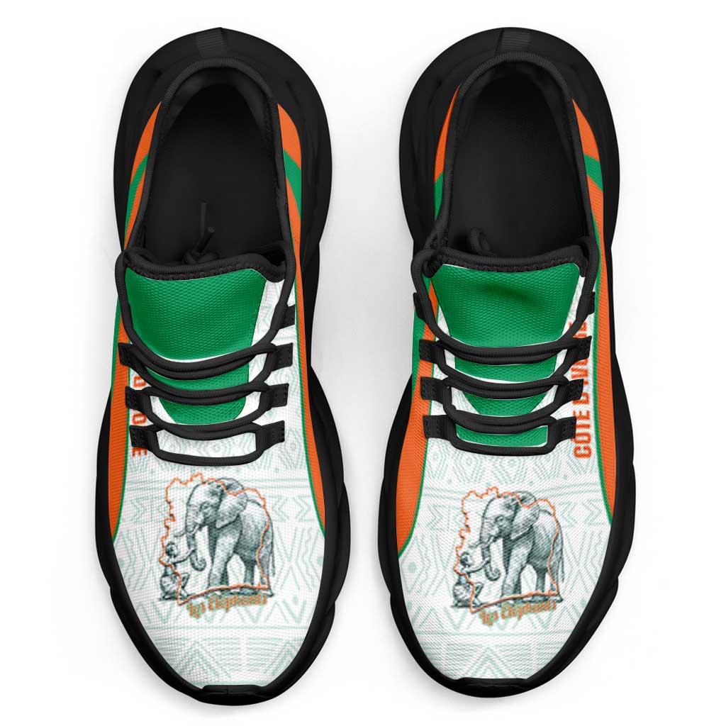 Ivory Coast 2026 Football Clunky Sneakers Les Elephants African Pattern Curve Stylized - African Pride