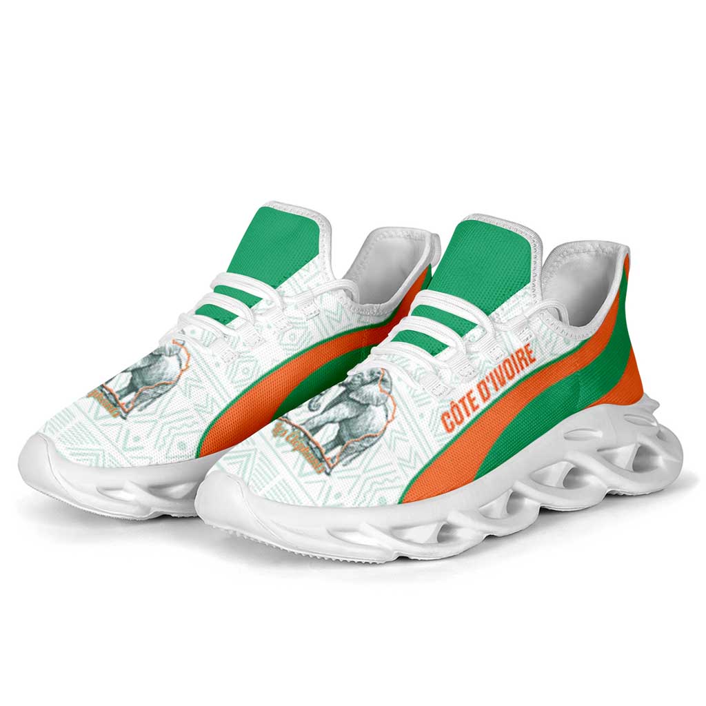 Ivory Coast 2026 Football Clunky Sneakers Les Elephants African Pattern Curve Stylized - African Pride