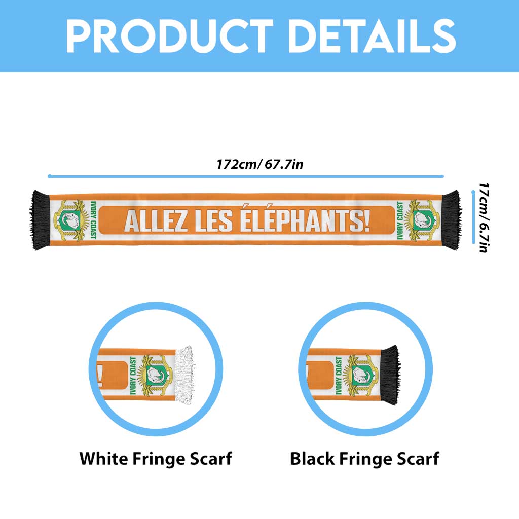 Ivory Coast 2026 Football Personalized Soccer Scarf Allez Les Elephants