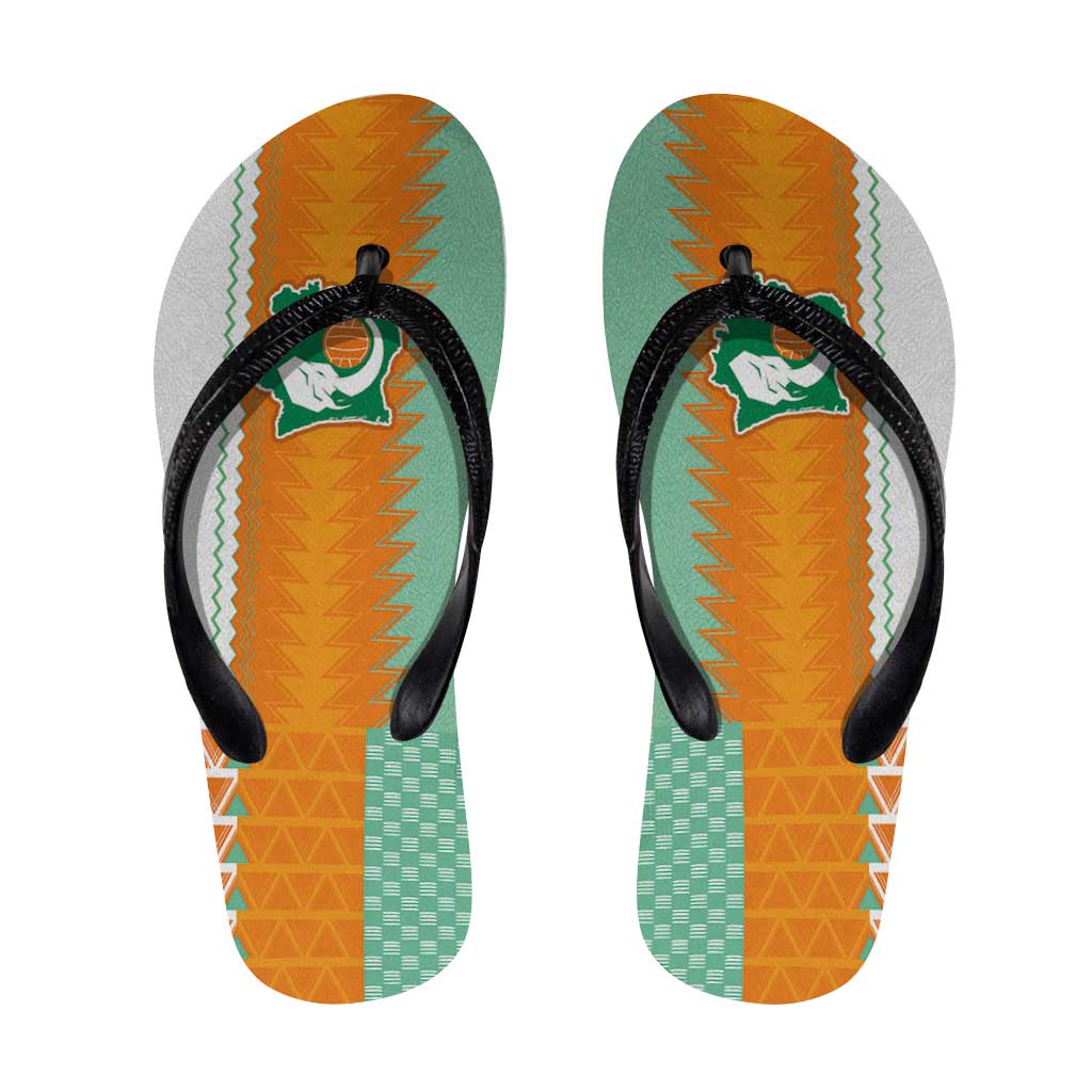 Ivory Coast Football Flip Flops Côte d'Ivoire-Tribal Sporty Style - African Pride
