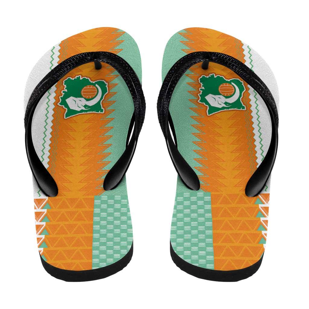 Ivory Coast Football Flip Flops Côte d'Ivoire-Tribal Sporty Style - African Pride