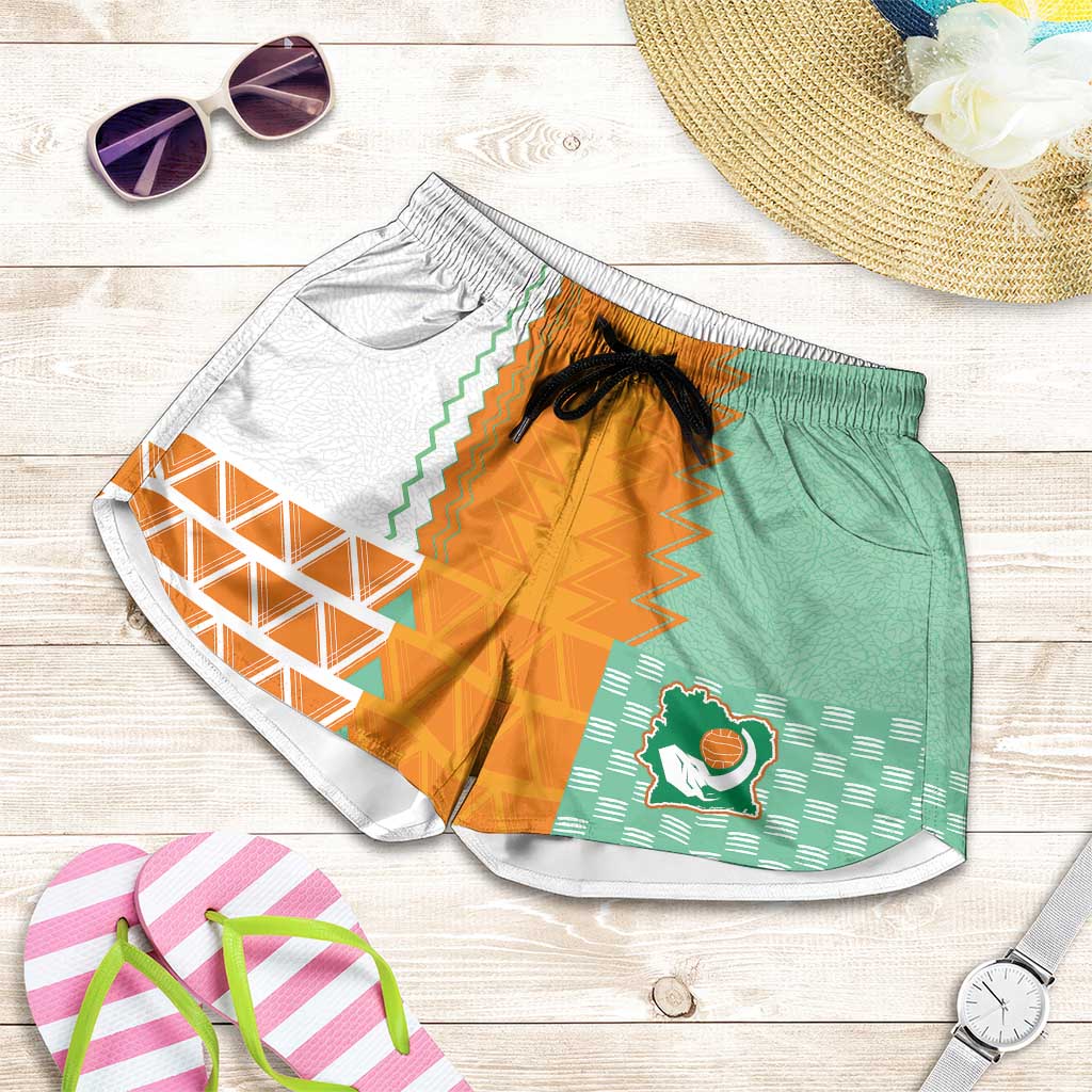 Ivory Coast Football Shorts for Women Côte d'Ivoire-Tribal Sporty Style - African Pride