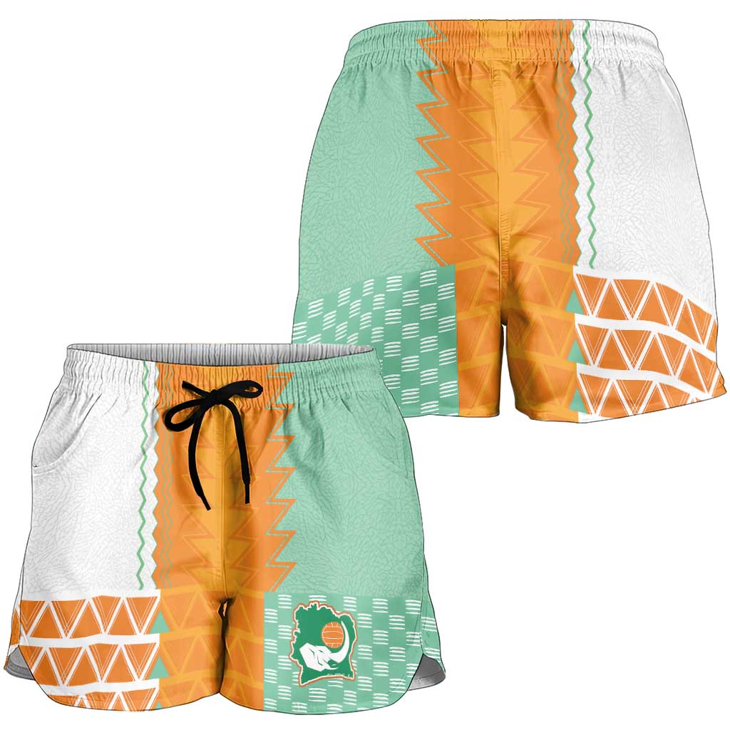 Ivory Coast Football Shorts for Women Côte d'Ivoire-Tribal Sporty Style - African Pride