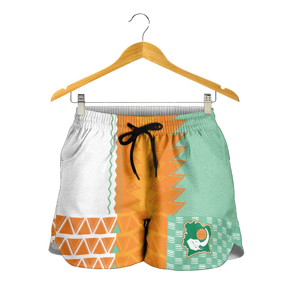 Ivory Coast Football Shorts for Women Côte d'Ivoire-Tribal Sporty Style - African Pride