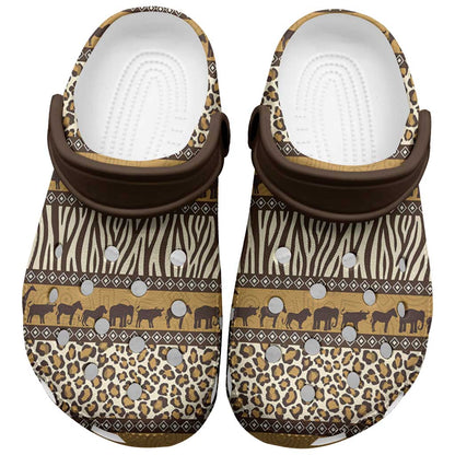 Leopards and Zebra Skins Clogs Shoes Mix African Pattern - African Pride