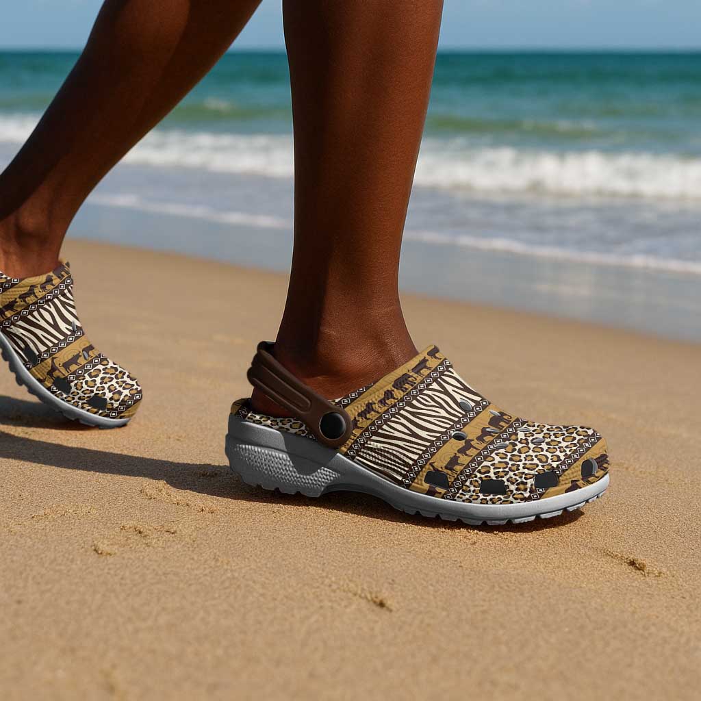 Leopards and Zebra Skins Clogs Shoes Mix African Pattern - African Pride