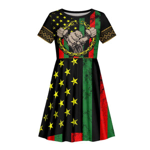 Juneteenth Celebration 2024 Kid Short Sleeve Dress Black History June 19