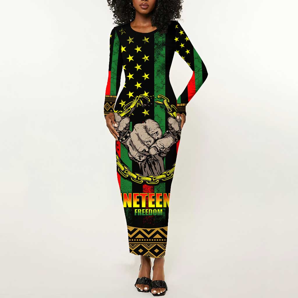 Juneteenth Celebration 2024 Long Sleeve Bodycon Dress Black History June 19 LT01