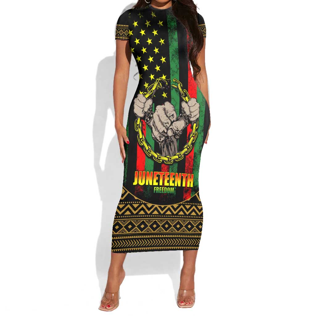 Juneteenth Celebration 2024 Short Sleeve Bodycon Dress Black History June 19 LT01