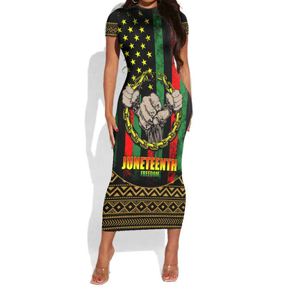 Juneteenth Celebration 2024 Short Sleeve Bodycon Dress Black History June 19 LT01