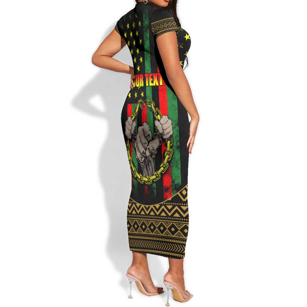 Juneteenth Celebration 2024 Short Sleeve Bodycon Dress Black History June 19 LT01