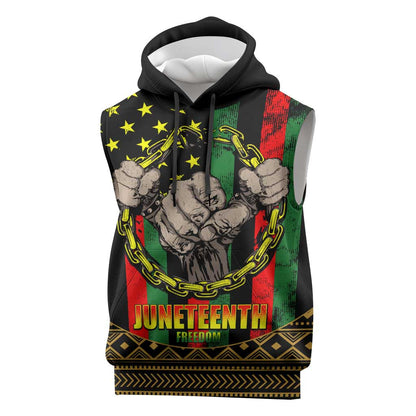 Juneteenth Celebration 2024 Sleeveless Hoodie Black History June 19 - African Pride