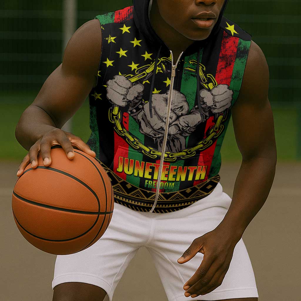 Juneteenth Celebration 2024 Sleeveless Zip Hoodie Black History June 19 - African Pride