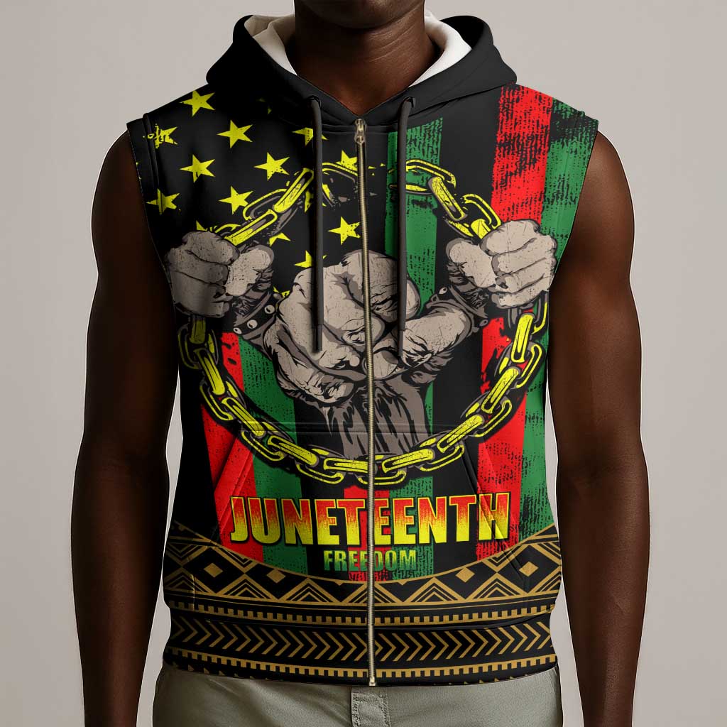 Juneteenth Celebration 2024 Sleeveless Zip Hoodie Black History June 19 - African Pride
