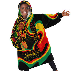 Juneteenth 2024 KId Wearable Blanket Hoodie 1865 Freedom Day Anniversary