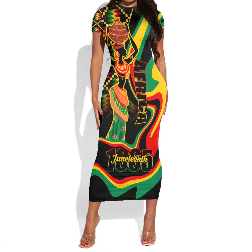 Juneteenth 2024 Short Sleeve Bodycon Dress 1865 Freedom Day Anniversary LT01