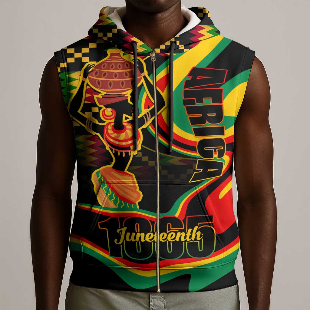 Juneteenth 2024 Sleeveless Zip Hoodie 1865 Freedom Day Anniversary - African Pride