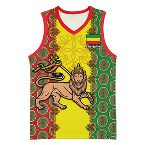 Personalized Ethiopia Basketball Jersey with Lion of Judah and African Pattern Design - African Pride